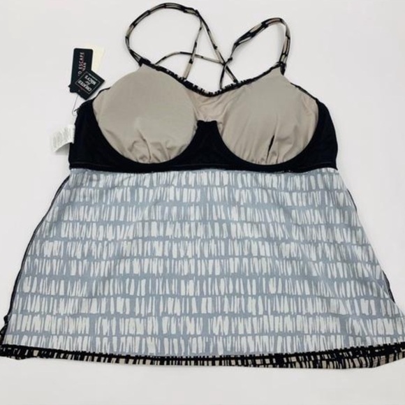 NWT Island Escape MARRAKESH BLACK Plus Size Palisades Tankini Swim Top, US 24W - Picture 5 of 5